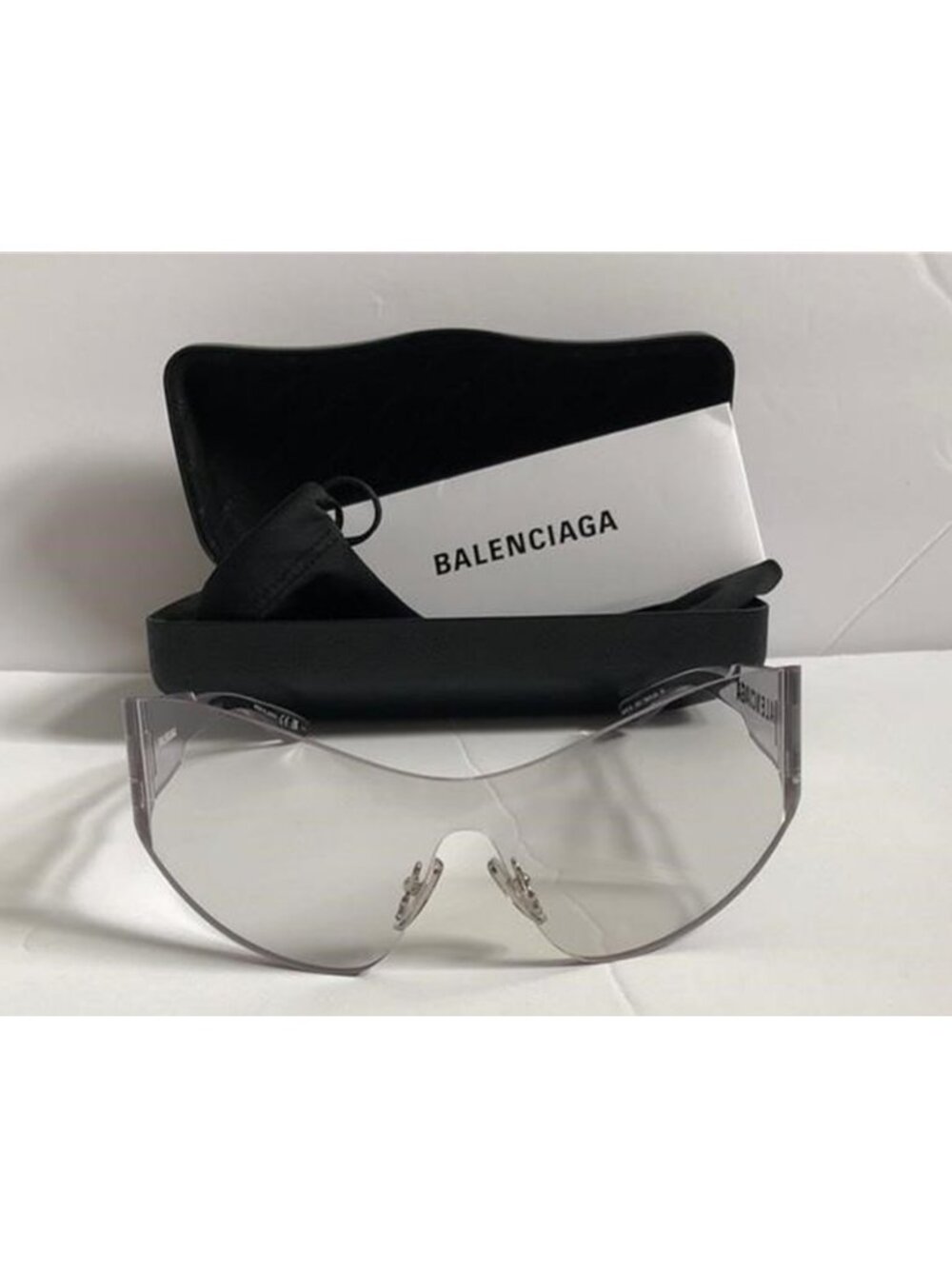 New Authentic Balenciaga Women's Rimless Shield Sunglasses in Gray Smoke